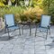Costway Patio Portable Armrests Chair Folding Sling Back Chair Blue